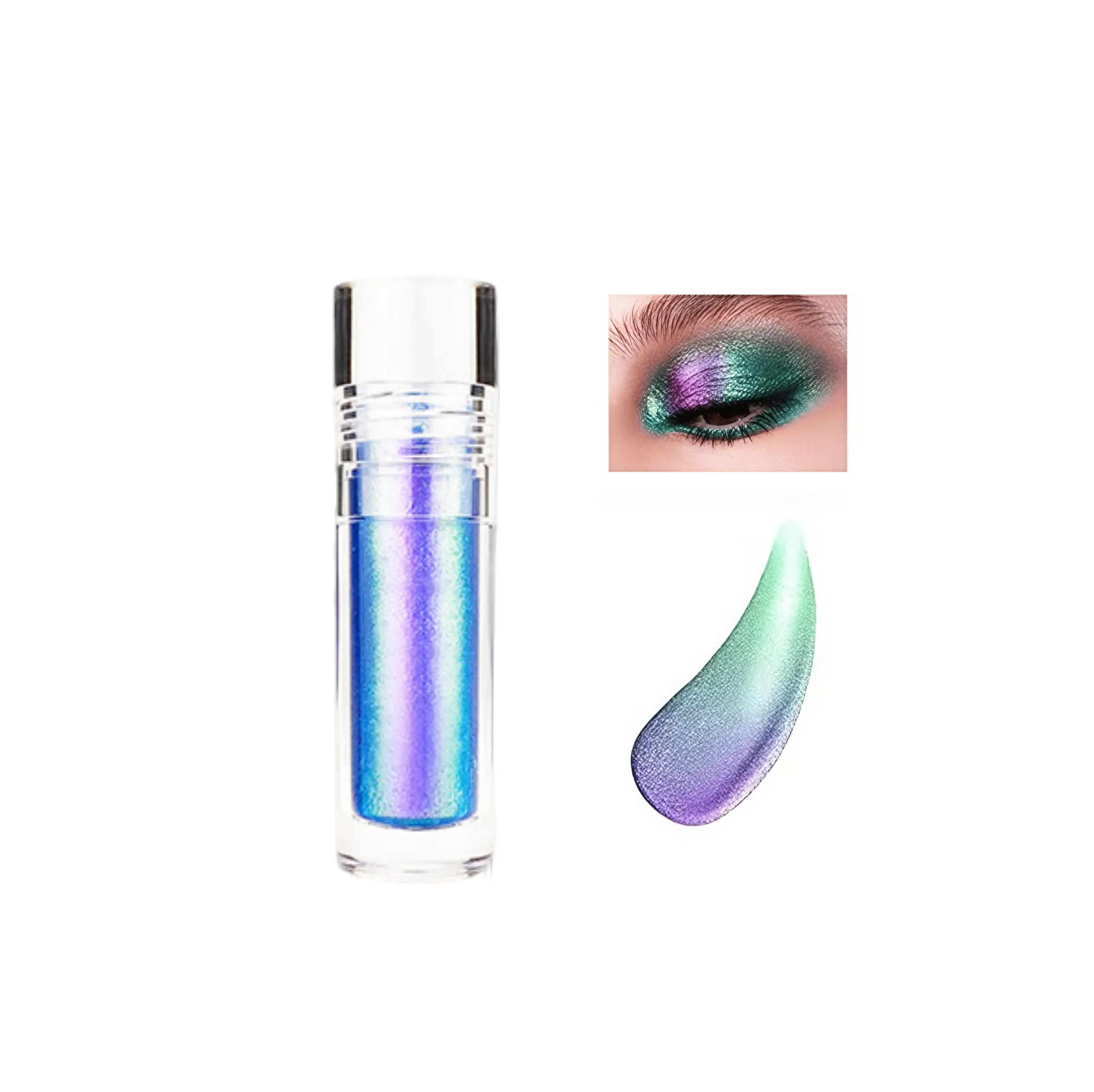 Glitter Shimmer Eyeshadow, Chameleon Multi-Color Shifting Long-Lasting Multichrome Holographic Eye Topper, Makeup Products for Bold Looks
