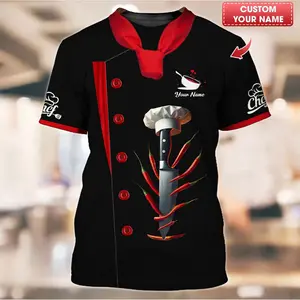 Chef T-shirt de chef avec couteaux imprimés en 3D, cadeau personnalisé pour les amateurs de chef