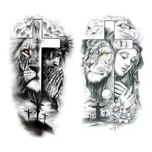 4 sheets, couple stickers, large black lion temporary tattoo stickers, Halloween temporary fake tattoo stickers, animal designs Sensitive