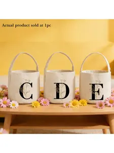 Bridesmaid Proposal Basket - Monogrammed Initial Tote Bag, Bridesmaid Thank You Gift, Floral Wedding Party Gift Bag for Bridesmaids