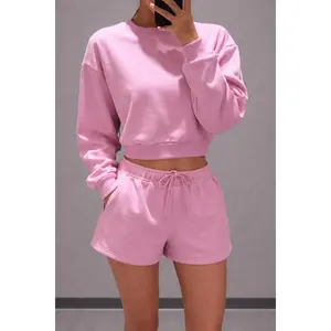 Woman candy heart pink 2 piece Sports and leisure sets, long and short versions s