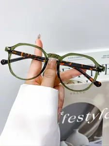 New Fashion Tr Retro Large Oval Flat Mirror Glasses, High Quality Unisex Street Style Eyewear, Daily Wear Decorative Sunglasses, Trendy Frames