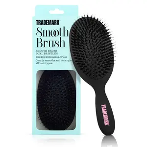 Trademark Smooth Brush Wet & Dry Detangling Hairbrush with Dual Length Synthetic Bristles for All Hair Types Black