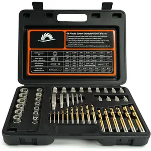 49 count Bolt Extractor Kit with Left Hand Drill Bit, Screw Extractor Set Heavy Duty, Bolt Extractor & Reverse Drill Bit Easy Out Damaged Nuts Stripped Screw with Portable Case  Mens