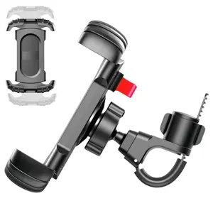 Widen Motorcycle Bike Phone Mount Holder Handlebar - 1S Quick Install, Fixed At Four Corners with A Safety Lock, Bicycle Phone Holder Clamp Large Phone Case for iPhone Samsung, Universal For 0.59-2.16" Handlebar Electric Scooter ATV Ebike Mountain Bike