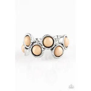 Foxy Fabulous - Brown Bead Silver Ring - Paparazzi