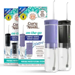 GuruNanda Compact Dental Water Flosser - Travel Size Oral Irrigator with Smart Timer & 2 Floss Tips - 180ml Tank GuruNanda Compact Dental Water Flosser - Travel Size Oral Irrigator with Smart Timer & 2 Floss Tips - 180ml Tank