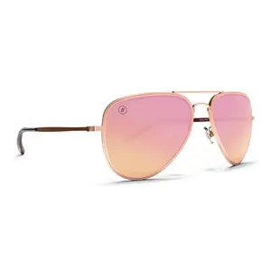 Blenders A Series Ashley Kidd Aviator Sunglasses – Polarized Rose Mirror Lenses, UV400 Protection, Scratch-Resistant, Matte Rose Gold Frame