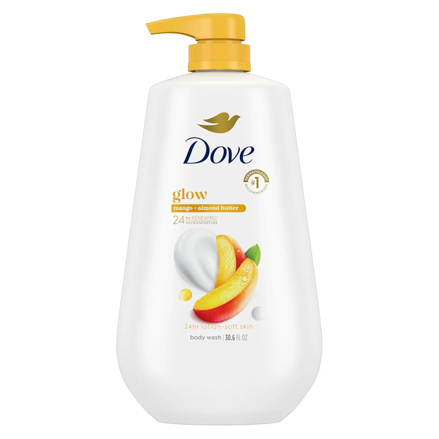 Body Wash Body Wash Mango & Almond Butter 30.6 oz Pump, Sulfate Free | Dove Mango & Golden Citrus Body Wash boosts radiance and hydrates skin with juicy mango, citrus and MicroMoisture technology.