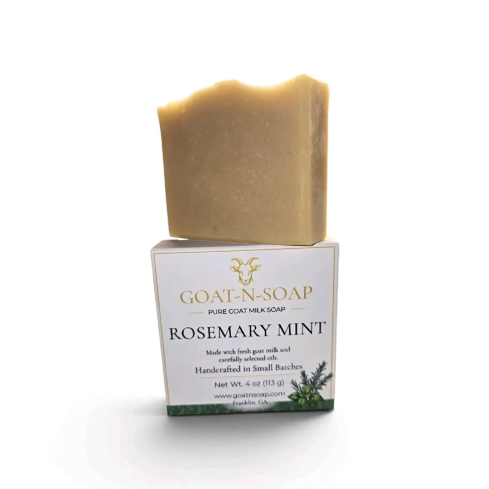 Rosemary Mint Pure Goat Milk Soap - Fragrance Oil-Free for Refreshing Hydrated Skin with Raw Goat Milk Shea Butter & Organic Oils