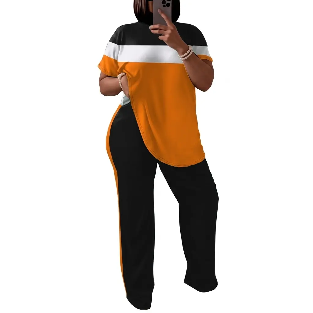Women's Color Block 2 Piece Sets Tracksuit for Jogging, Gym & Casual Outdoor Activities Causal Summer Outfits