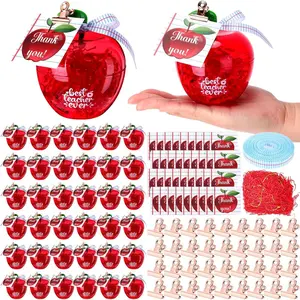 36 Sets Apple Containers for Teacher End of Year Gifts Bulk Plastic Apple Containers with Thank You Cards Ruler Back to School Gifts Graduation Thank You Gift for Teachers