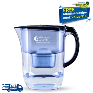 Alkaline Water PITCHER OF LIFE®  Improved 2026 - Super Alkaline Water Filter Pitcher + Free Recipe Book ($15 value) + Free Shipping