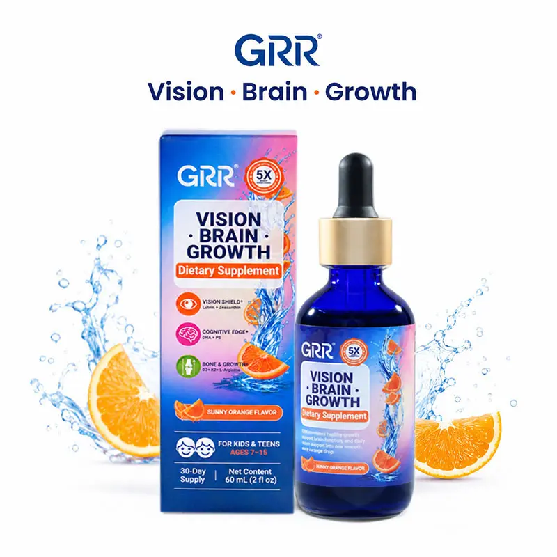 GRR Advanced Liposomal Kids Drops - Healthcare Supplement with DHA, Lutein, D3, K2 for Vision, Brain & Healthy Growth Support