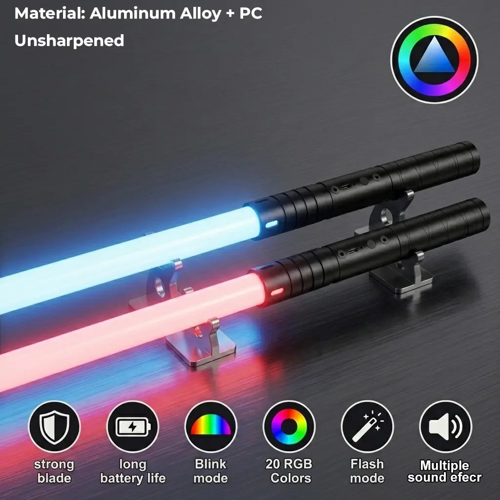 Premium RGB Dueling Lightsaber | Aluminum Hilt, 20 RGB & 4 Sounds | Heavy Duty PC Blade Prop for Cosplay, Duels & Epic Gifts