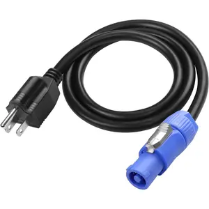3-Prong NEMA 5-15P to AC Power Cable Cord 20A 3 Pin PowerCon Input Male Connector to NEMA 5-15P Male Extension Power Wire 16AWG for Outdoor Stage Light LED Screen-1M/3.2FT