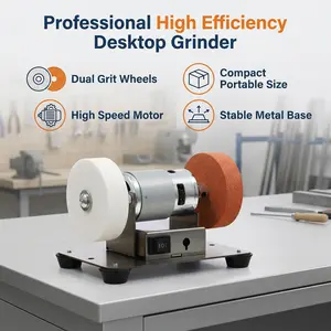96W Mini Bench Grinder with 2 Grinding Wheels, Electric Multi-Purpose Grinding Machine Variable Speed 3000-6000 RPM - Electric Benchtop Sander for Metal, Forward/Reverse Switch
