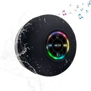 Portable Mini Wireless Bluetooth Shower Speaker - IPX4 Waterproof Stainless Steel Audio Device with Suction Cup LED Light Rechargeable USB Stereo Sound Easy Pairing to Smartphones Tablets Laptop Speaker for Bathroom Travel