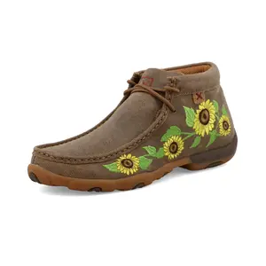 TWISTED X WOMENS CHUKKA DRIVING MOC BOMBER SUNFLOWER CASUAL SHOE -WDM0128