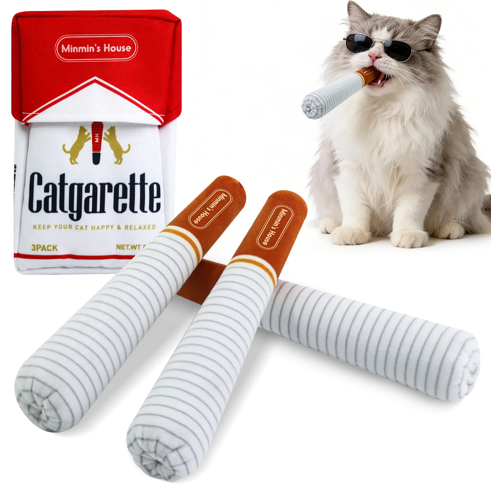 Minmin's House Interactive Chew Kicker & Teeth Cleaning Cool Cat Toys with Premium Natural Catnip, Only Catnip no Fillers，Relieve Stress and Anxiety and Prevent Dental Calculus, for Bored Indoor Cats, #SummerWins #DealsForYouDays