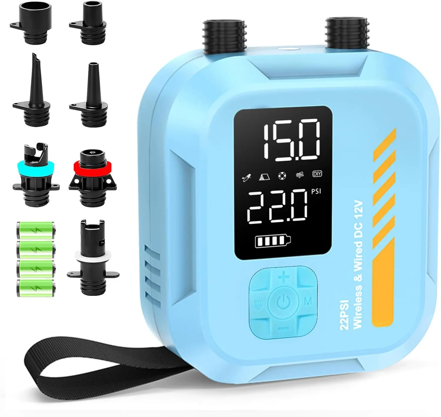 Electric Paddle Pump Portable 22 PSI Rechargeable SUP Air Pump with Dual Stage Inflation Deflation Auto Off
