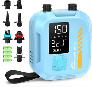 Electric Paddle Pump Portable 22 PSI Rechargeable SUP Air Pump with Dual Stage Inflation Deflation Auto Off