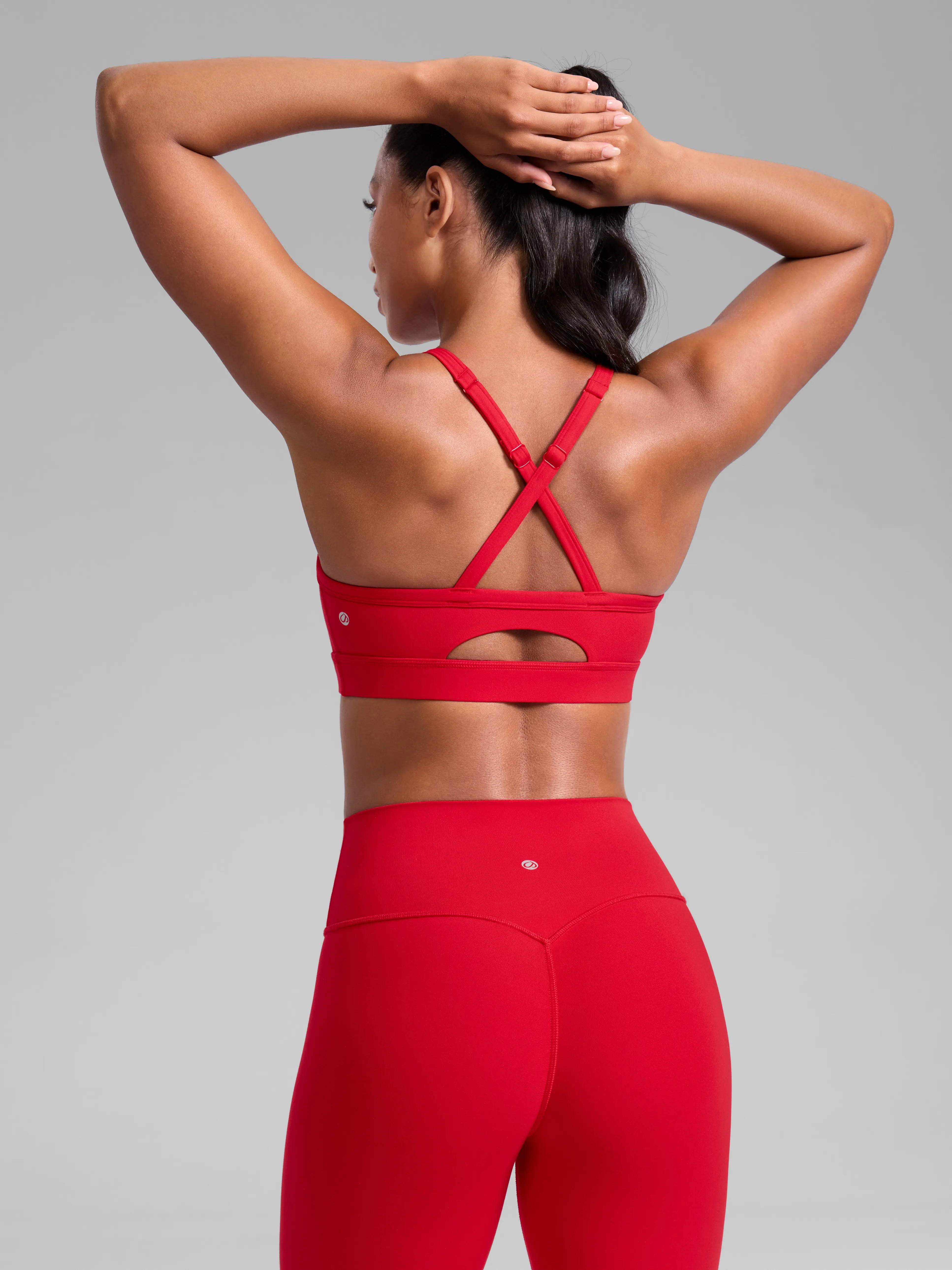 CRZ YOGA Butterlift Cut-Out Cross Back Sports Bras for Women - Medium Impact Adjustable Thin Straps Pilates Padded Gym Tops