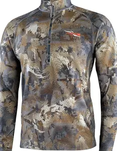 Long Sleeves Camo Fleece Quarter Zip – Warm Hunting Pullover for Cold Weather, Soft Mid-Layer Outdoor