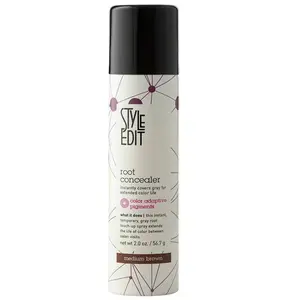 Style Edit Medium Brown Temporary Root Concealer Hair Spray - 2.0 oz, Gray Hair Coverage for Apricot Blonde Balayage, Instant Wash-Out Salon Haircare Product