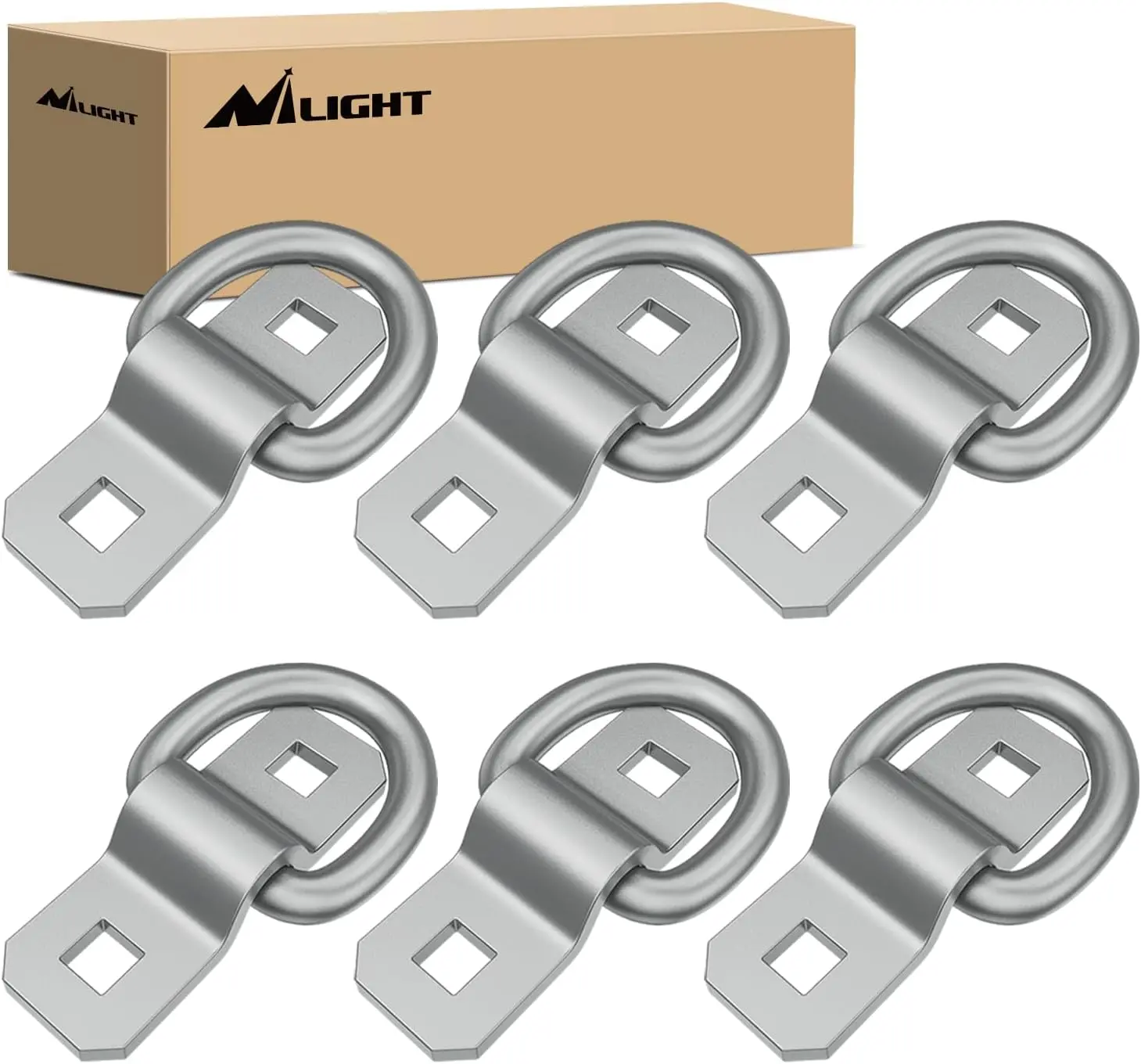 Nilight 6Pcs 3/8" Heavy-Duty Steel D-Ring Tie Down Anchors - 6000lb Load Capacity Hooks, Vehicle Accessories for Cargo Securing, RV, Power Sport Vehicles
