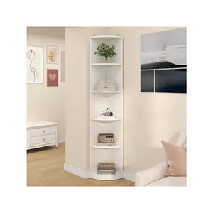 71" Tall 5-Tier Corner Shelf Wooden Bookcase Bookshelf With 5 Shelves