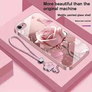 Suitable for [iPhone Se 2] high-end phone case，a beautiful four-leaf clover lanyard is included,exquisite and high-end design,a variety of colors are available for you to choose from YM99
