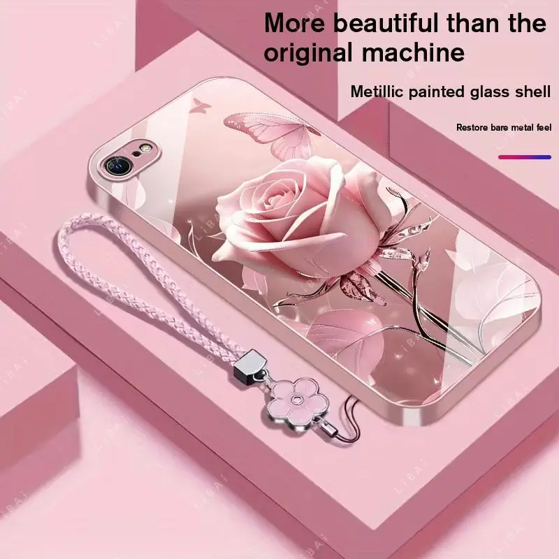 Suitable for [iPhone Se 2] high-end phone case，a beautiful four-leaf clover lanyard is included,exquisite and high-end design,a variety of colors are available for you to choose from YM99