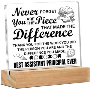 Assistant Principal Gifts for Women Men, Assistant Principal Appreciation Gifts, Best Assistant Principal Ever Clear Desk Decorative Sign Rectangle Design Acrylic Plaque Sign Assistant Principal Office Decor