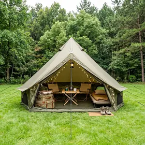    [Bellemave]  16.4FT Waterproof Glamping Yurt Tent, Built-in Stove Jack, Fits 10 People Family Camping Tent for Outdoor Parties & Camping