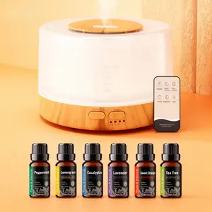 Complete Aromatherapy Starter Kit: Relaxing Diffuser with 7 Color Lights, Auto Shut-Off & 6 Essential Oils for Home and Office