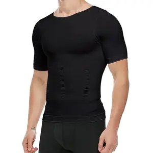 Men's Compression T-Shirt Shapewear Abdomen Tummy Control Body Shaper Short Sleeve Tops Undershirt Workout Vest