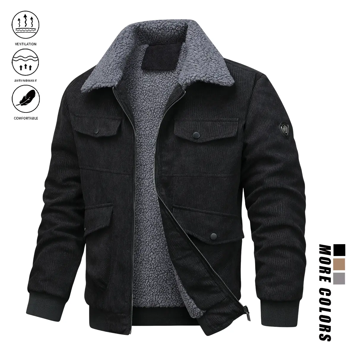 Men's corduroy coat with faux fur collar, button-front and quilted lining – perfect for winter walks, work, or weekend outings – durable corduroy fabric, cozy fill – toasty, classic, and always stylish.