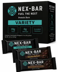 NEX-BAR Variety Pack Protein Bars - 8 Pack.  Clean Protein Bar with No Added Sugar and No Artificial Sweeteners