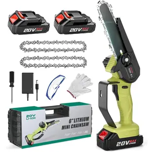 Mini Chainsaw Crodless, 6-Inch Small Chainsaw Electric Chain Saws with 2 Batteries Powered, Super Handheld Protable Saws For Tree Cutting, Tree Branches, Courtyard and Garden Tool