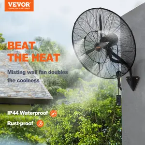 【Summervibes】VEVOR Wall-Mount Misting Fan, 30 In, 3-Speed High Velocity (Max. 9500 CFM), Waterproof Oscillating Industrial Unit, ETL Listed, Black, for Commercial/Residential Warehouse & Greenhouse Fans