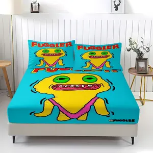 Fuggler Pattern 3-Piece Bed Linen Set, Comfortable Printed Design, Includes 1 Sheet and 2 Pillowcases, Comfortable Bedding, Anti-Slip Dustproof Cover for Bedrooms and Guest Rooms