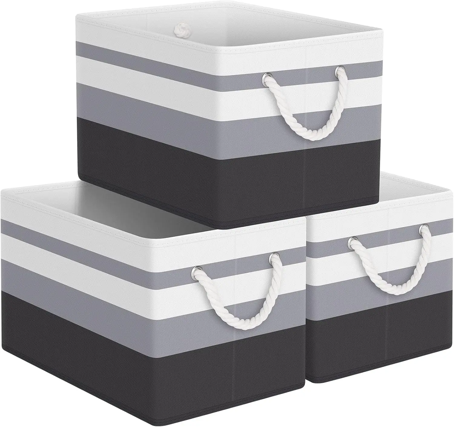 Pack of 3 Large Capacity Storage Bins Closet Organizer System,Sturdy Foldable Storage boxes for Organizing Clothing,Sheets,Toys,Books - Shelf Organizer Shelves Basket storage Bin, Organizing Baskets for Shelf,Utility Room, Grey makeup storage organizer