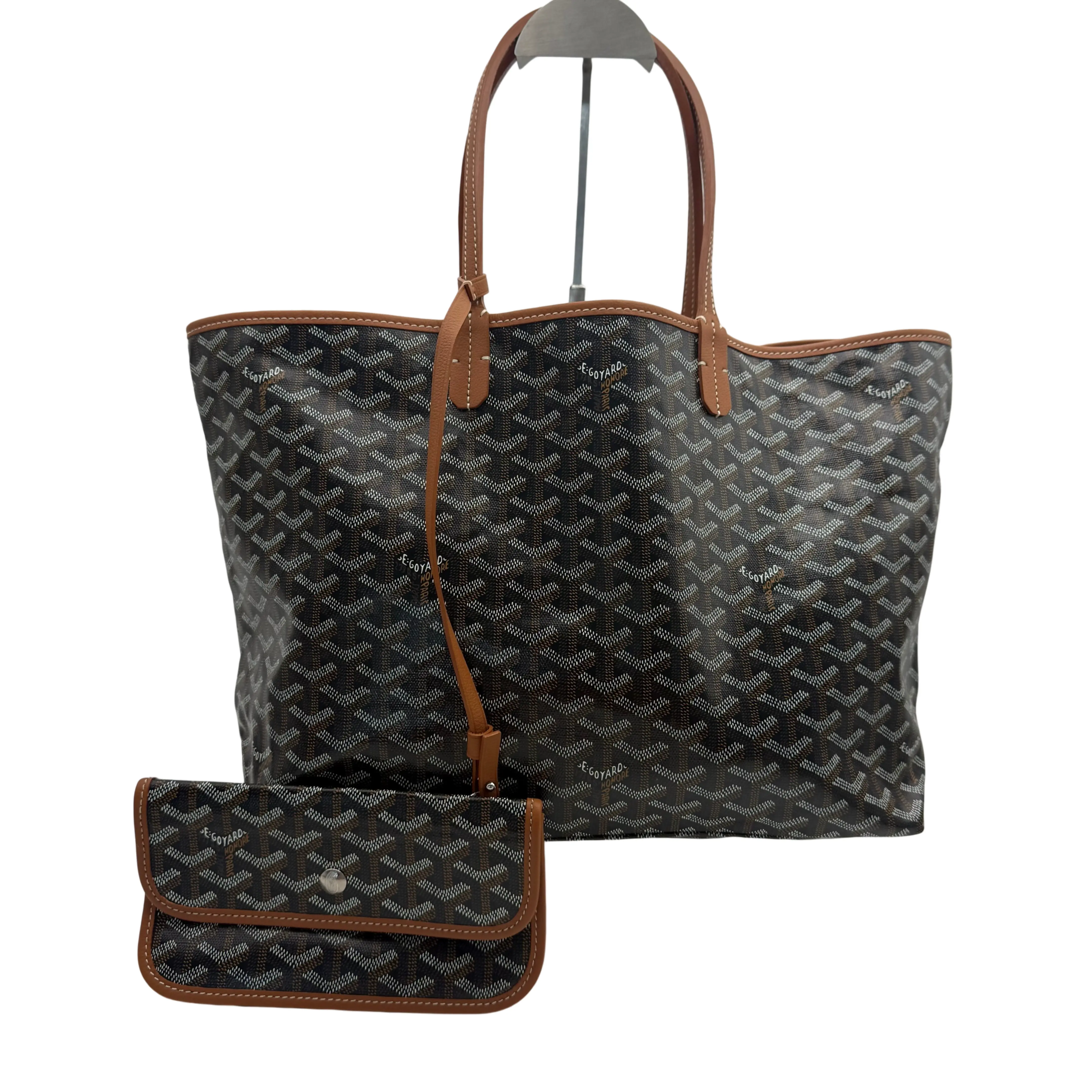 Pre-owned Goyard Saint Louis PM Tote Bag – Brown/Black Goyardine Canvas, Authentic, Includes Pouch, Ideal for Daily Use and Work, Tote Bags, Crossbody Bags