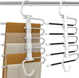 Space-Saving 5-Tier Pants Hanger for Jeans and Clothing – No-Wrinkle Closet Organizer for Home, Dorm, and Apartment – 1 Pack