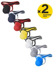 2/3/4 Packs Random Color, Men's Bikini Style Triangle Thong, Fashion Comfort Underwear Activewear for Home Leisure & Fitness Body Shaping