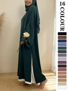 Muslim Sleepwear Nida Fabric, 16 colour Available in 5 Sizes,  Breathable Loose Fit, Side Slit Design, Casual Long Robe, Muslim Women Gowns, Modest Muslim Clothing, Not Included   inner and Hijab