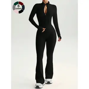 Women’s Two-Piece Sportswear Set, Stand Collar Zip-Up Long-Sleeve Top, High-Waist Butt-Lifting Pants, Soft, Breathable for Yoga, Gym, and Running