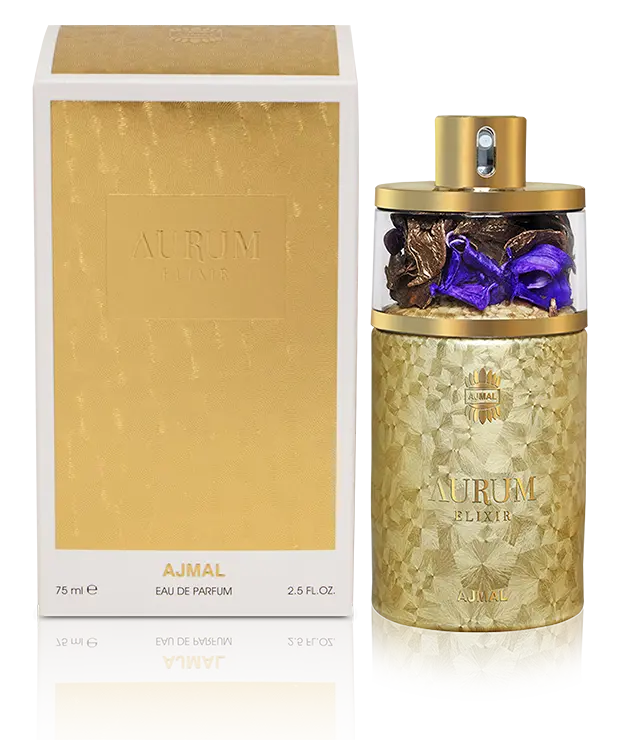 Ajmal Aurum Elixir Eau de Parfum for Women, 2.5 fl oz / 75 ml, Floral Fruity Gourmand Fragrance, Long Lasting Women’s Perfume, Made in Dubai