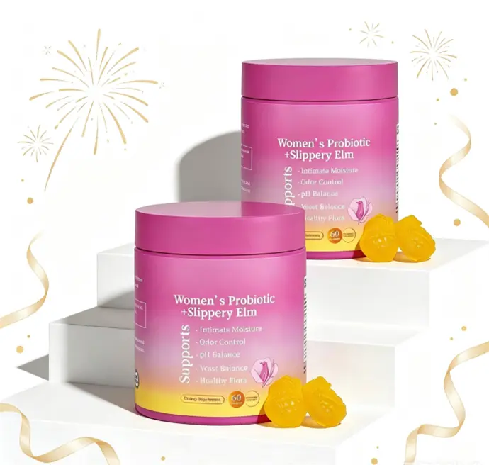 Her Juicy Feminine Probiotics Gummies- All in One Solution with Slippery Elm and Prebiotics&Lactobacillus Probiotic Blend for Women’s pH Balance and Dryness - Hawaiian Pineapple Gummies 60 Count probiotics women